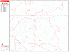 Midwest City Wall Map Zip Code Red Line Style 2024